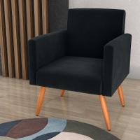 Poltrona Para Decoração Sara Veludo Preto - 1