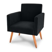 Poltrona Para Decoração Sara Veludo Preto - 3