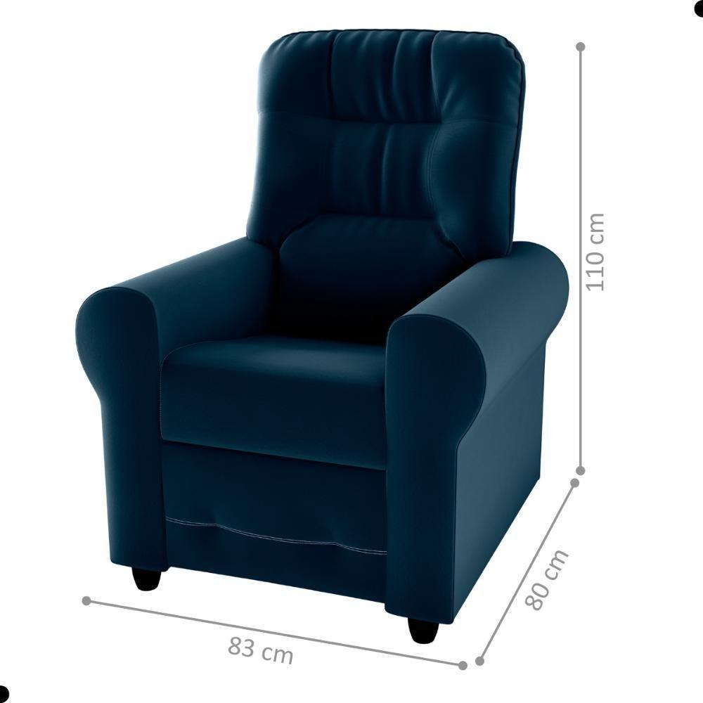 Poltrona Reclinável Para Descanso Guaíra Veludo Azul - 2