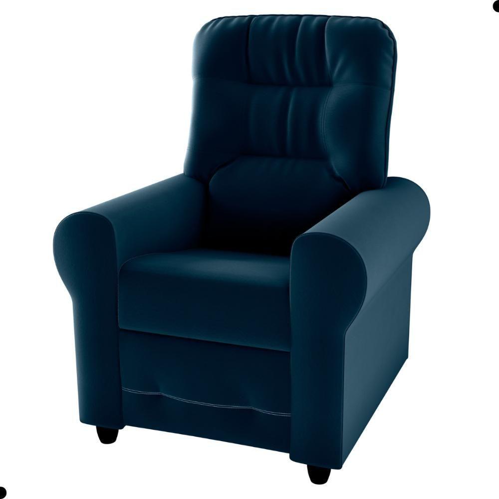 Poltrona Reclinável Para Descanso Guaíra Veludo Azul - 4