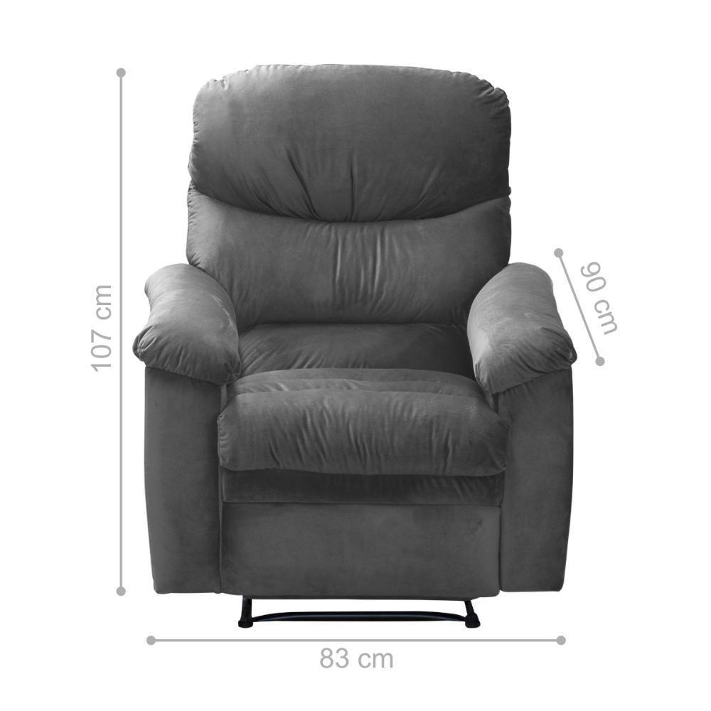Poltrona Reclinável Olga Veludo Cinza - 2