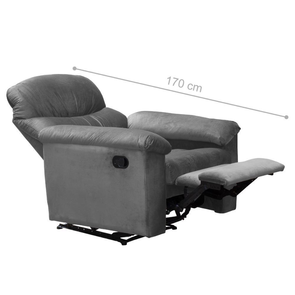 Poltrona Reclinável Olga Veludo Cinza - 3
