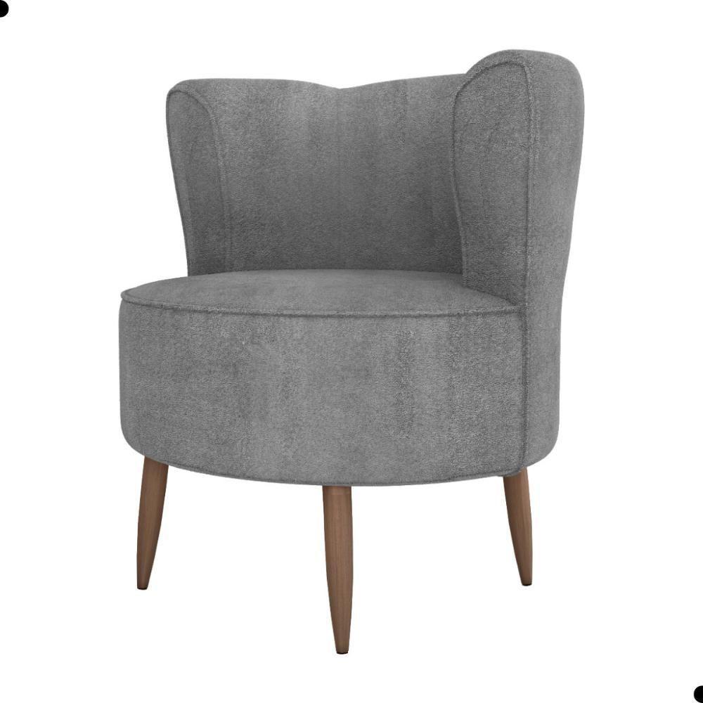 Poltrona Decorativa Para Sala Ariel Boucle Cinza - 3