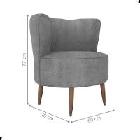 Poltrona Decorativa Para Sala Ariel Boucle Cinza - 2