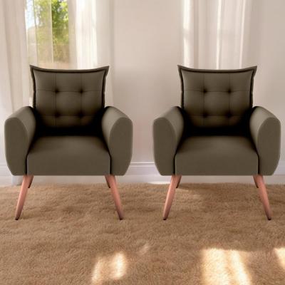 Jogo De Poltronas Decorativas Emma Suede Cappuccino