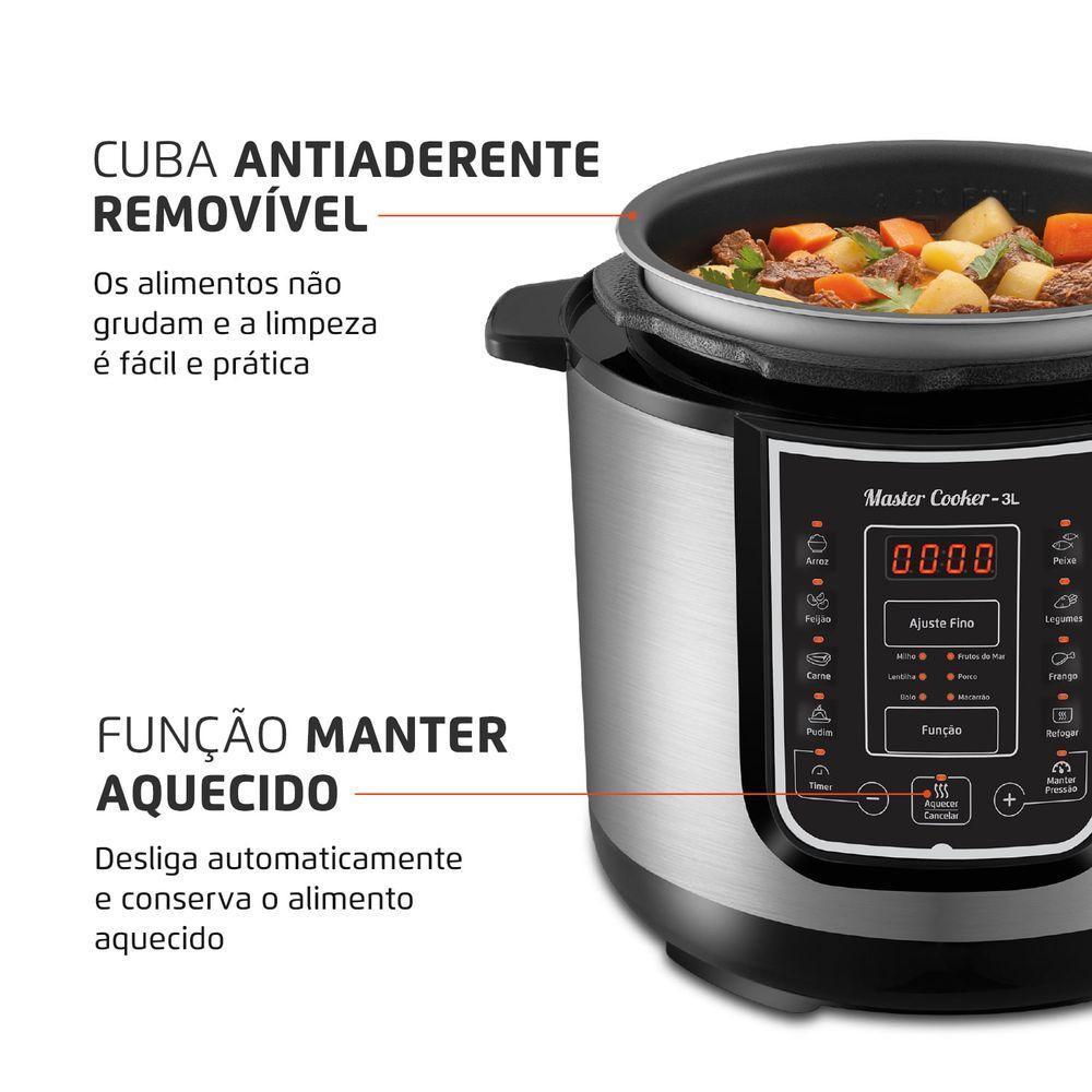 Panela De Pressão Elétrica Mondial Digital Master Cooker Pe-40 Panela Elétrica Pressão-220v-preto/inox - 4