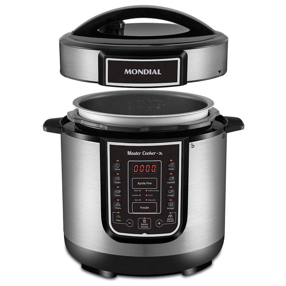 Panela De Pressão Elétrica Mondial Digital Master Cooker Pe-40 Panela Elétrica Pressão-220v-preto/inox - 8