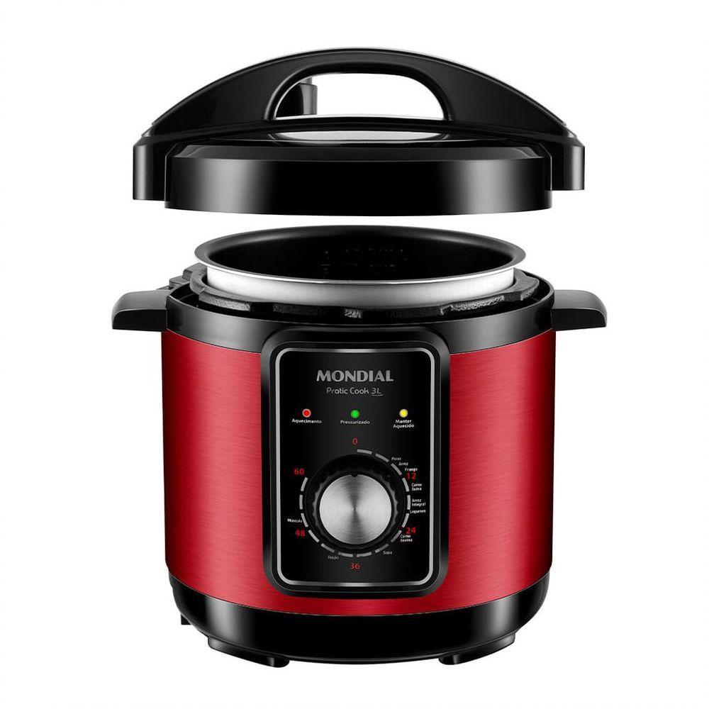 Panela De Pressão Elétrica Mondial Pratic Cook 3L Red 127V - 3