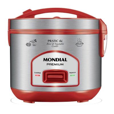 Panela Elétrica de Arroz Mondial PE-45-6X 1,2L 500W Vermelho Inox 220V