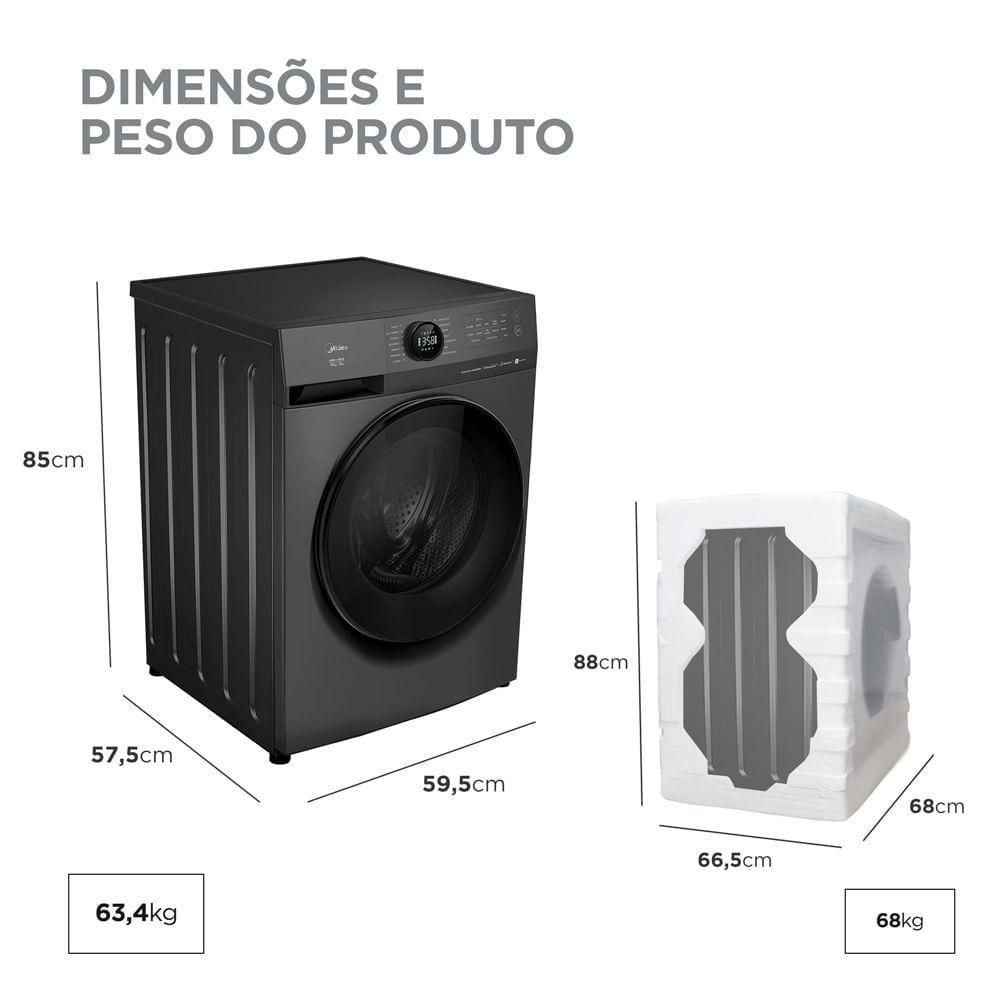 Lava e Seca 11kg Titanium Slim HealthGuard Conectada Midea MF201D110WB/GK-01 110V - 8