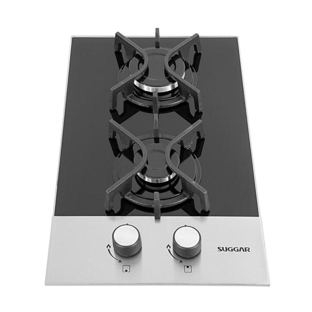 Cooktop 2 Bocas Suggar Ferro Fundido Preto Com Inox à Gás FG2002FVPIX Bivolt - 1