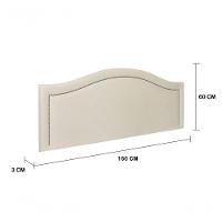 Cabeceira Queen Curva Luxo 160x60 Suede Off White - Tachas Prata - 3