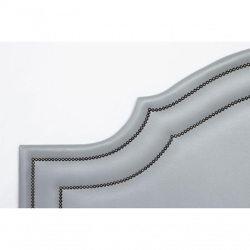 Cabeceira Queen Luxo 160x60 Courino Cinza Tachas Fumê - 4