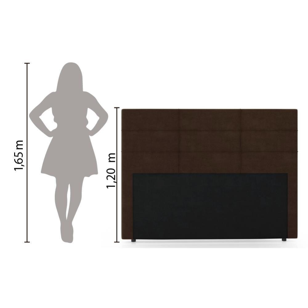 Cabeceira Para Cama Box Casal Malu 1.40m Marrom Suede Marrom - 3