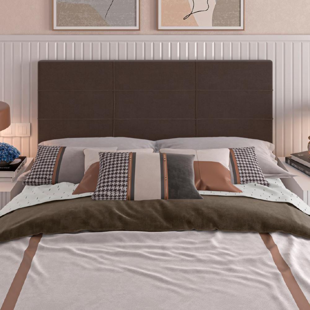 Cabeceira Para Cama Box Casal Malu 1.40m Marrom Suede Marrom - 5