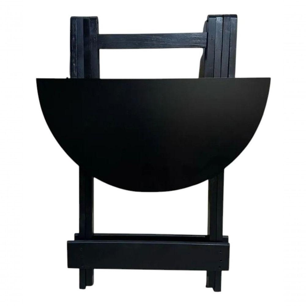 Conjunto Mesa Dobrável Com 4 Cadeiras Redonda Preto Estofado Vermelho - 6