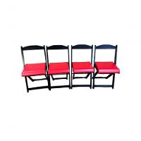 Conjunto Mesa Dobrável Com 4 Cadeiras Redonda Preto Estofado Vermelho - 2
