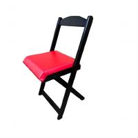 Conjunto Mesa Dobrável Com 4 Cadeiras Redonda Preto Estofado Vermelho