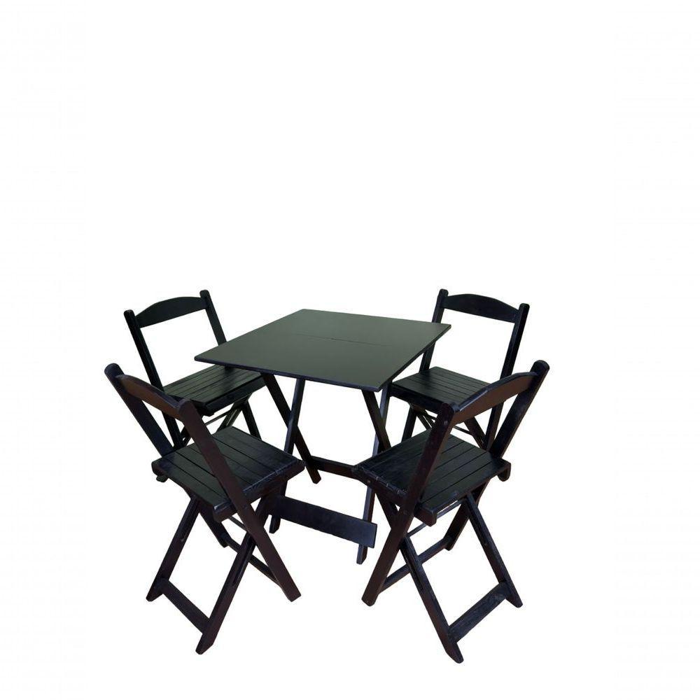 Conjunto Dobrável 70x70 Com 4 Cadeiras Preto - 1
