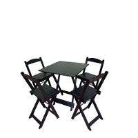 Conjunto Dobrável 70x70 Com 4 Cadeiras Preto - 1