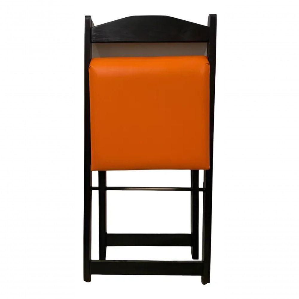 Conjunto Mesa Dobrável Com 4 Cadeiras Preto Estofado Laranja - 3