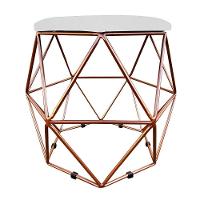 Puff Aramado Hexágono Suede Base Bronze - D'rossi Branco - 2