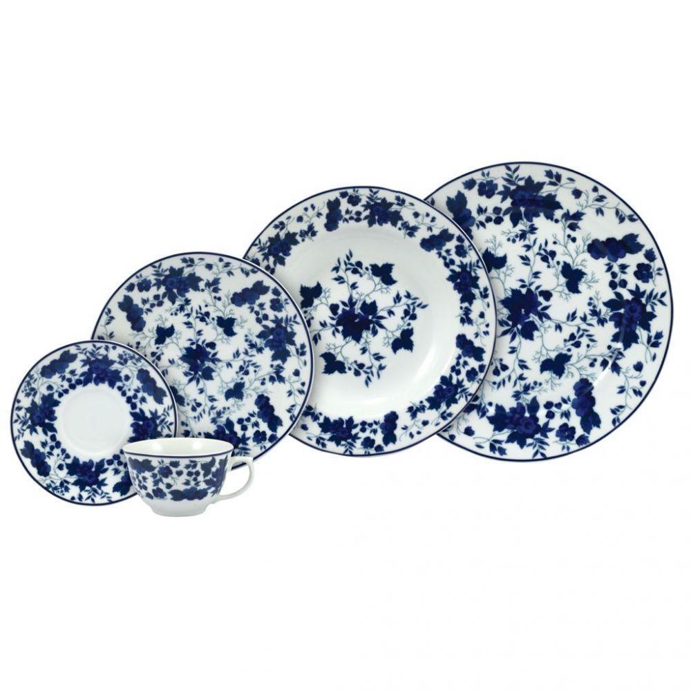 Aparelho De Jantar 30 Peças Folhagem Azul Schmidt - 1