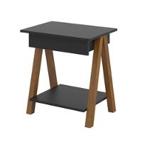 Mesa De Cabeceira Com Gaveta Verona Amadeirado Preto - 3