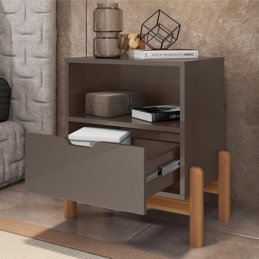 Mesa De Cabeceira Nice Cinza Perola - 2