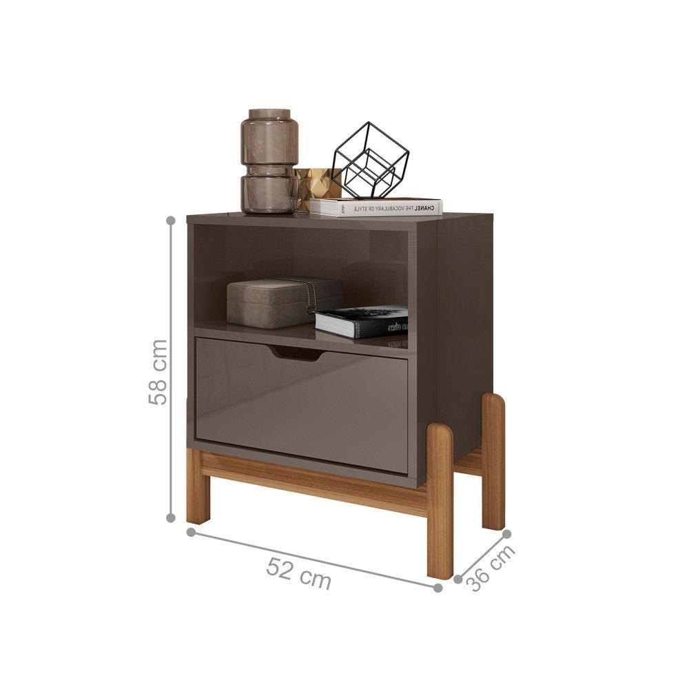 Mesa De Cabeceira Nice Cinza Perola - 3