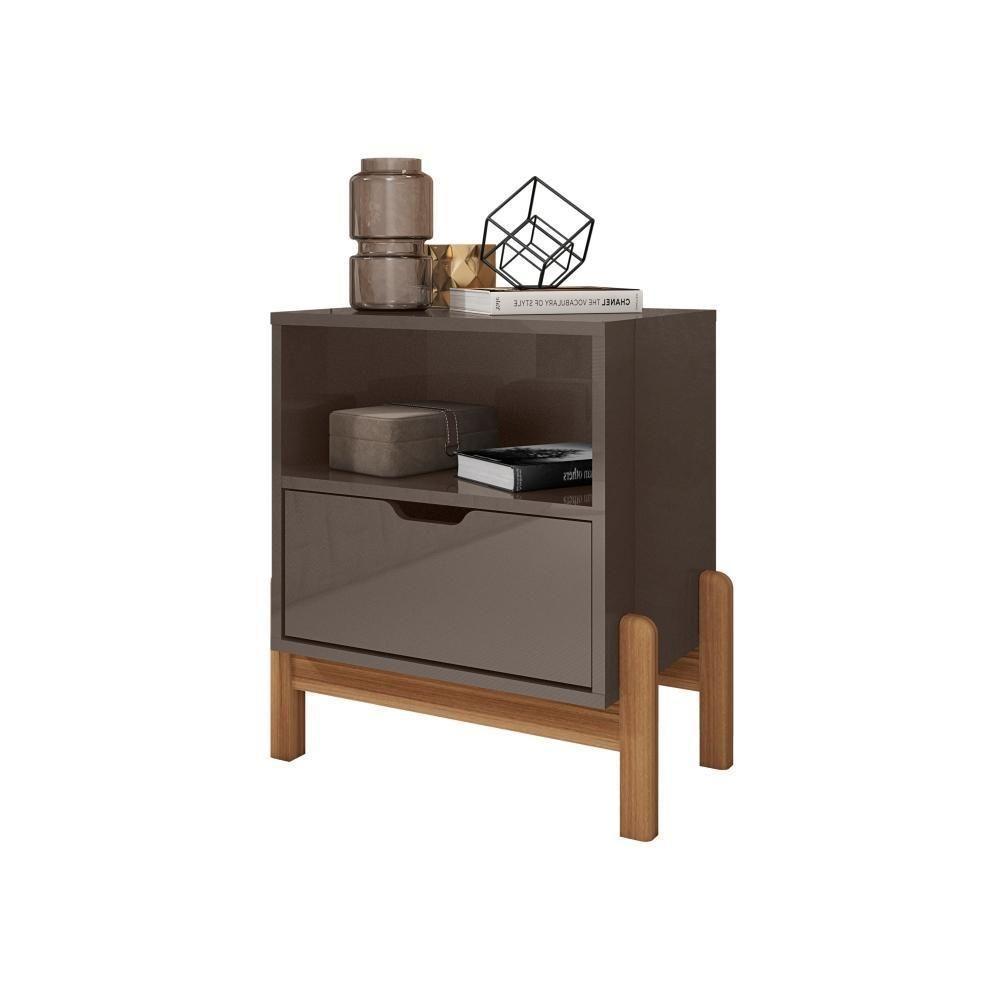 Mesa De Cabeceira Nice Cinza Perola - 4