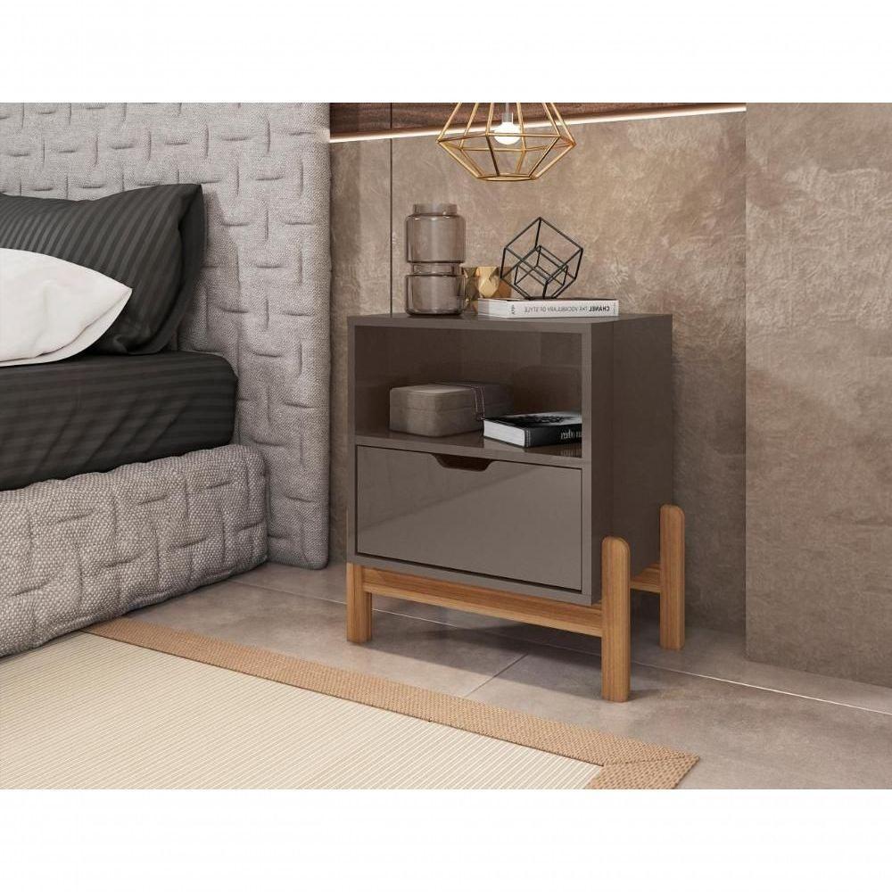 Mesa De Cabeceira Nice Cinza Perola - 7