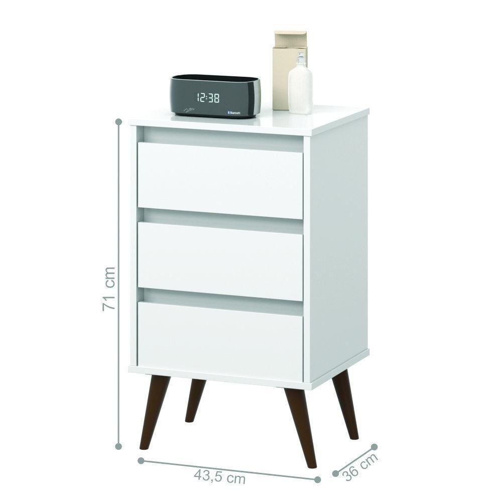 Mesa De Cabeceira Mundo Retrô Branco - 2