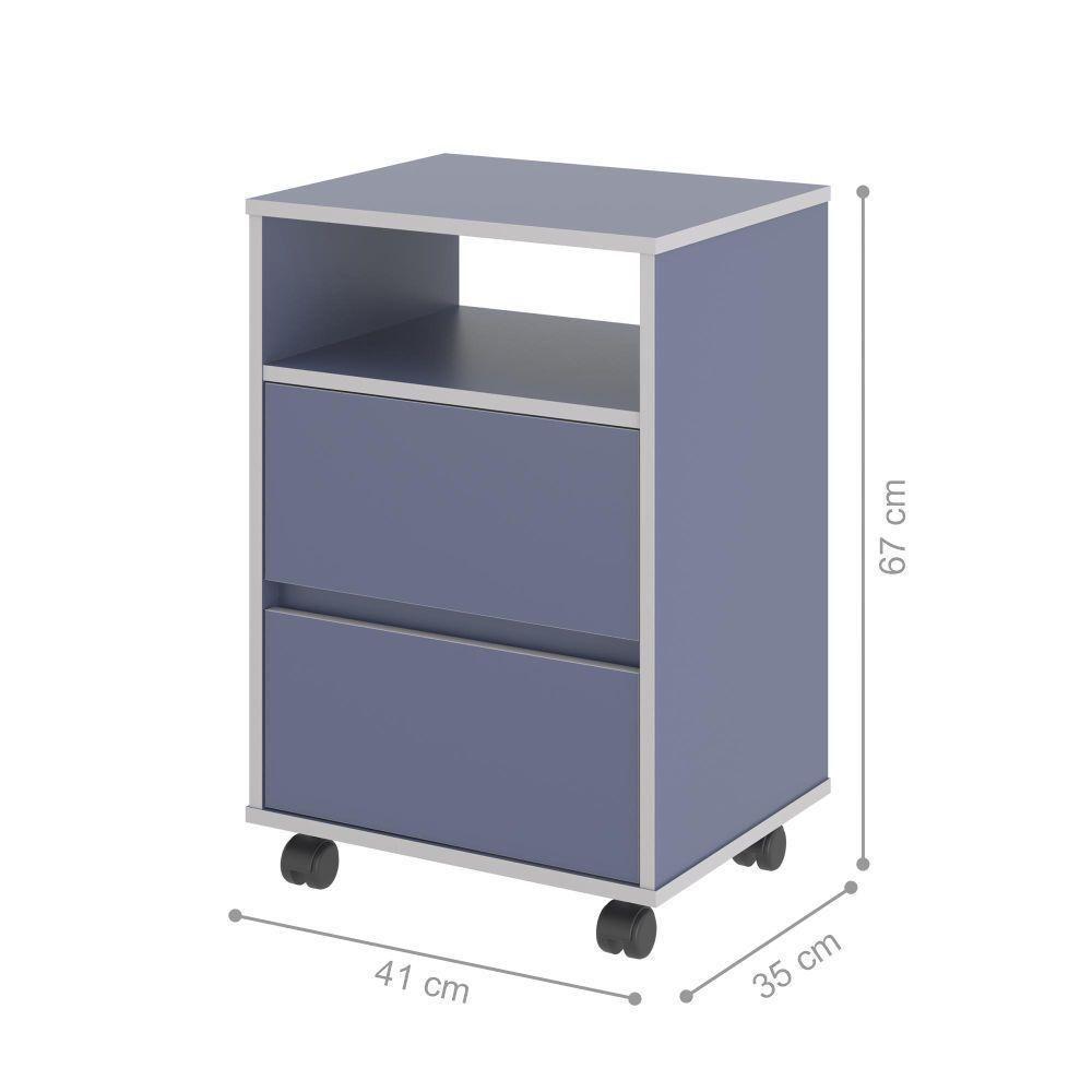 Mesa De Cabeceira Com Rodízios Nadi Azul - 2