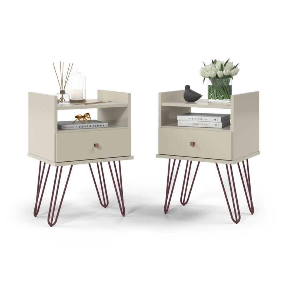 Conjunto Mesa De Cabeceira Monet Off White - 2