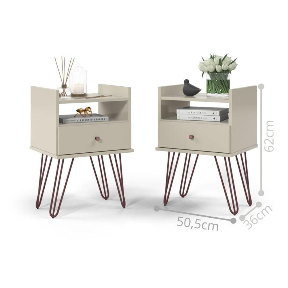 Conjunto Mesa De Cabeceira Monet Off White - 3