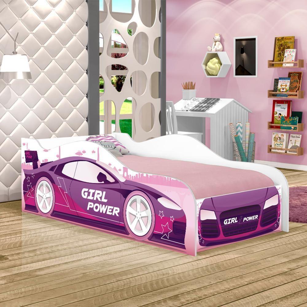 Cama Carro Menina Rosa Kids Solteiro - 1