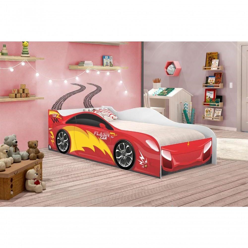 Cama Carro Menino Vermelho Solteiro Com Colchão - 4