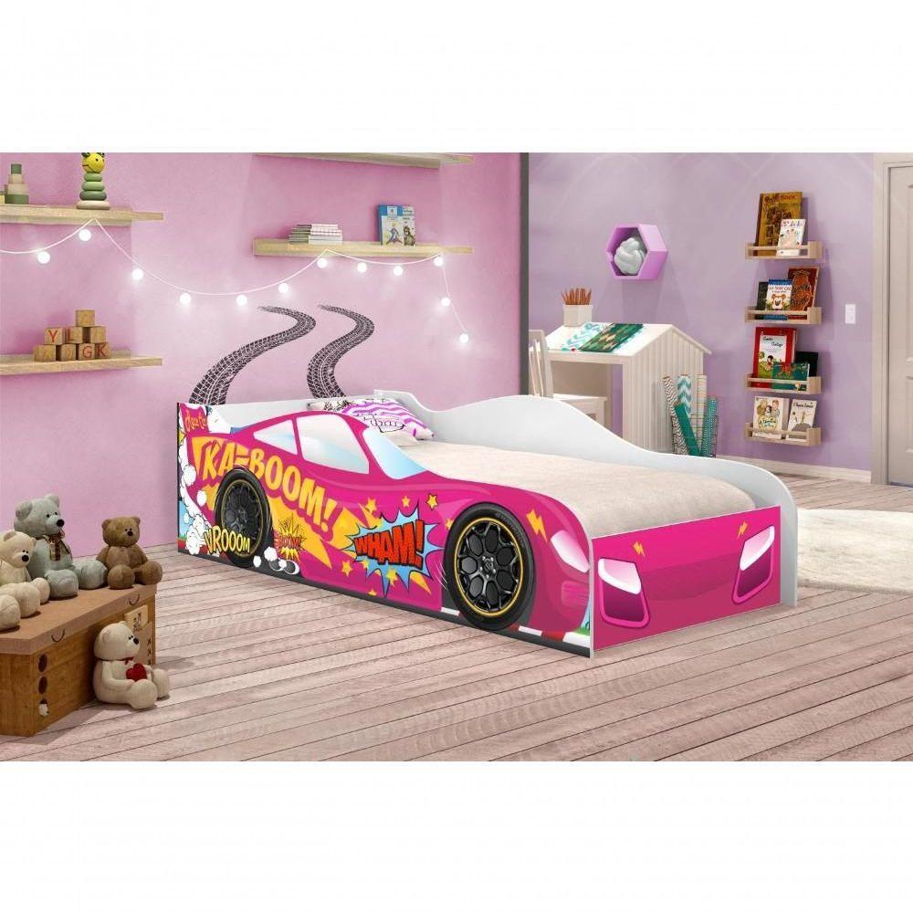 Cama Carro Kaboom Pink Solteiro Com Colchão - 4