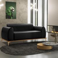 Sofá 3 Lugares Molino 210 Cm Pés D'ouro Preto B-159 - 13