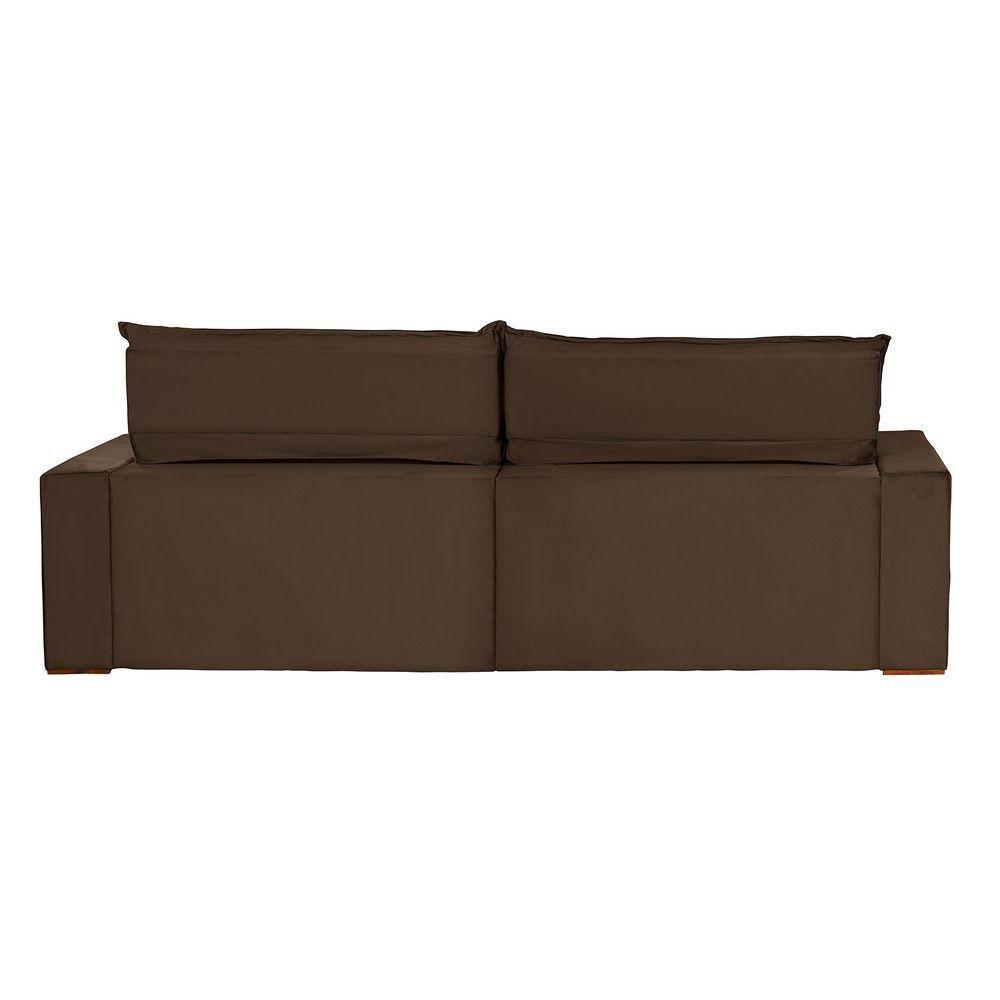 Sofá 4 Lugares Com Molas Retrátil E Reclinável Marrom - 5