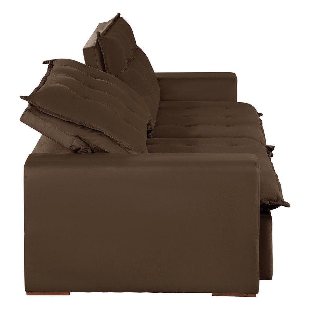 Sofá 4 Lugares Com Molas Retrátil E Reclinável Marrom - 8