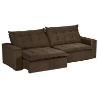 Sofá 4 Lugares Com Molas Retrátil E Reclinável Marrom