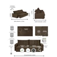 Sofá 4 Lugares Com Molas Retrátil E Reclinável Marrom - 9