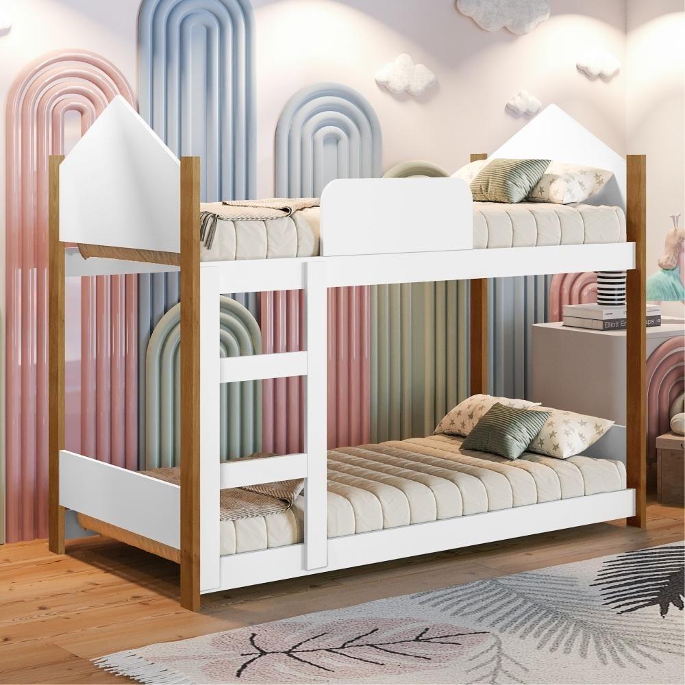 Beliche Infantil Casinha Alice Branco Com Colchões - 2