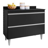 Balcão De Cozinha Com Tampo 100cm 2 Portas Julia M24 Preto - Mpozenato - 1