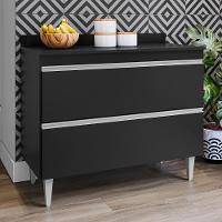 Balcão De Cozinha Com Tampo 100cm 2 Portas Julia M24 Preto - Mpozenato - 2