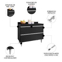 Balcão De Cozinha Com Tampo 100cm 2 Portas Julia M24 Preto - Mpozenato - 3