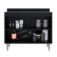 Balcão De Cozinha Com Tampo 100cm 2 Portas Julia M24 Preto - Mpozenato - 5