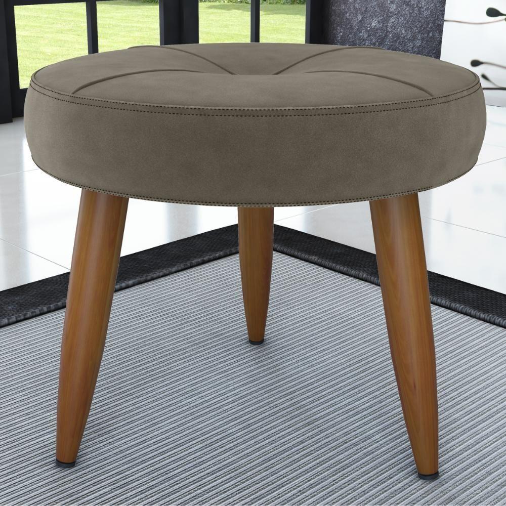 Puff Redondo Para Sala Davi Veludo Cappuccino - 1